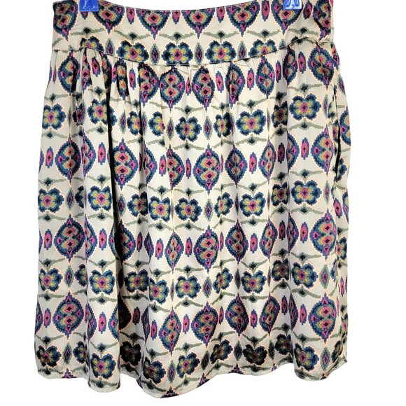 Vintage 90s Satin Mini Skirt Women Medium 8 Geometric A-line Formal Pockets Fall - Picture 1 of 14